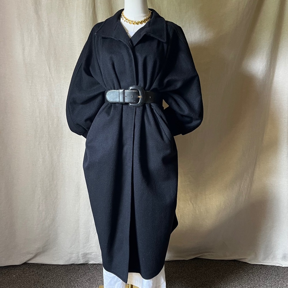 Echter Loden Austrian Wool Cape Coat Black Oversized Swing Coat 46‎